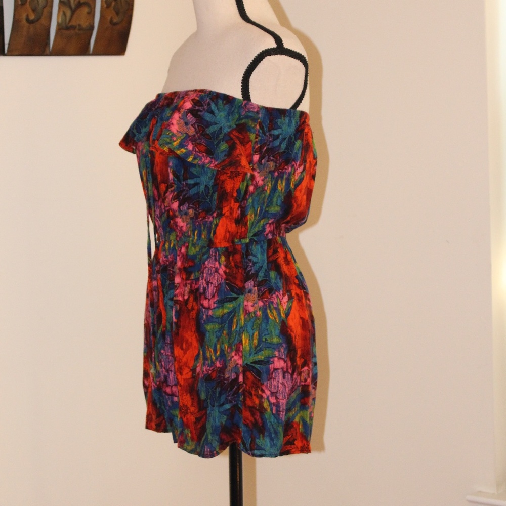 American Rag, tropical floral strapless romper...... - Picture 3 of 6